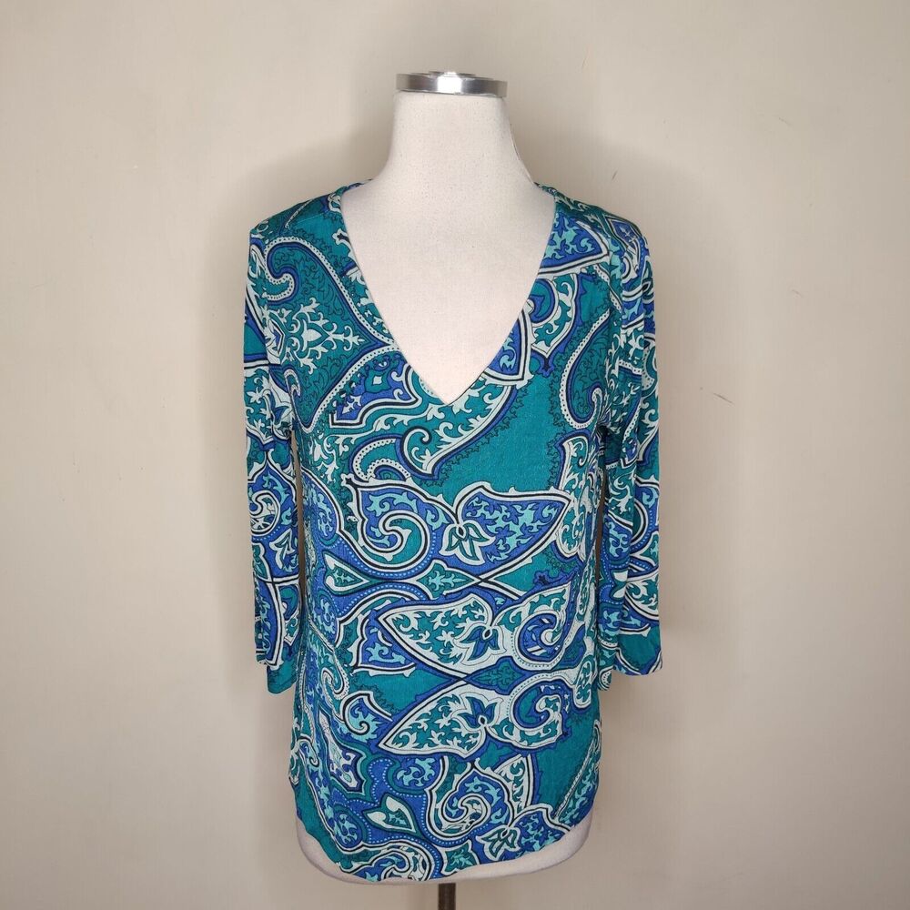Chico's Travelers Top Floral Stretch Open Back